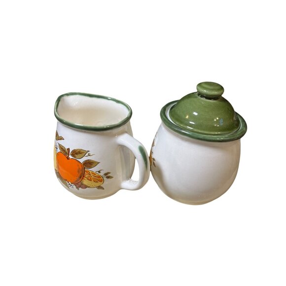 Creamer Sugar Set Fruit Pattern Apple Pear Orange - Picture 6 of 10